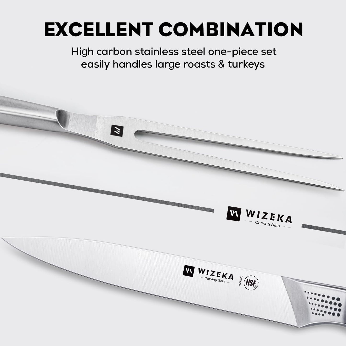 WIZEKA Kitchen Knife Set with Block: 15PCS German Stainless Steel Knife Block Set,One-Piece Design Knives Set for Kitchen, Professional Knife Set with Built-in Sharpener,Starry Sky Series Mothers Day