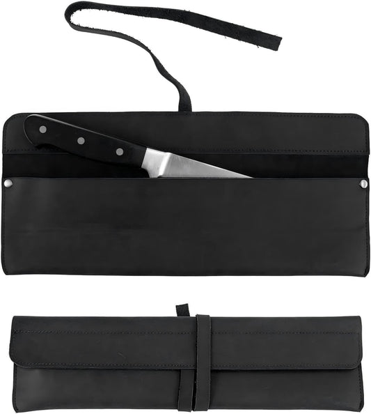 Leather Double Knife Roll for Chefs,Vertical Knife Storage Case,Portable Travel Carry-On Roll Bag,Rectangular Protector Sheath Pouch Organizer for Chef Kitchen Cutlery Knives Accessories,Cooking Tool