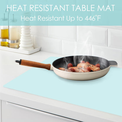 Extra Large Dark Green Countertop Mat - Silicone Table Kitchen Desk Mat - Non-Slip & Heat Resistant - Dinner Placemat Pastry Dough Rolling Mat - Colors A