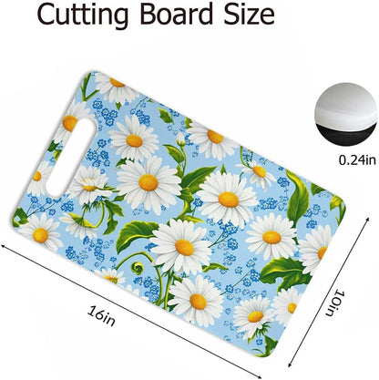 Coffee Set Cutting Board with Handles Coffee Maker Muffin Cup Flower Hot Drink Love Cutting Boards Plastic Safe Chopping Board for Kitchen 16" x 10" x 0.24"