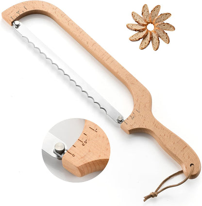 360° Rotatable Blade Wooden Bread Knife, Left-Hand Friendly, Bread Slicer, Bread Bow Saw