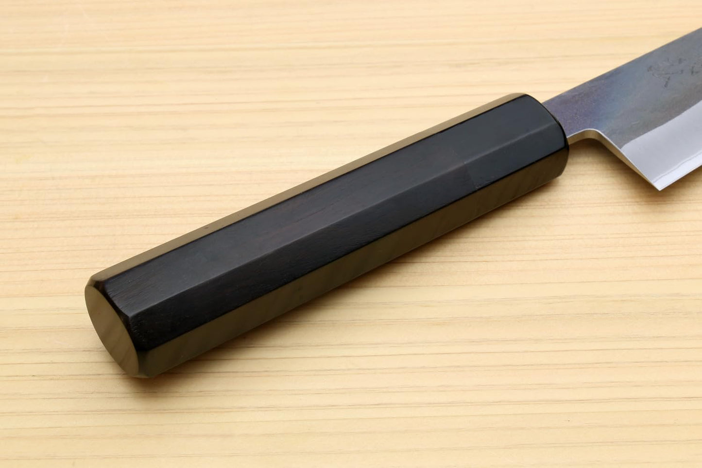 Yoshihiro Kurouchi Black-Forged High Carbon Blue Steel Stainless Clad Petty-Kiritsuke Utility Knife Ebony Handle (6" (150mm) & No Saya)