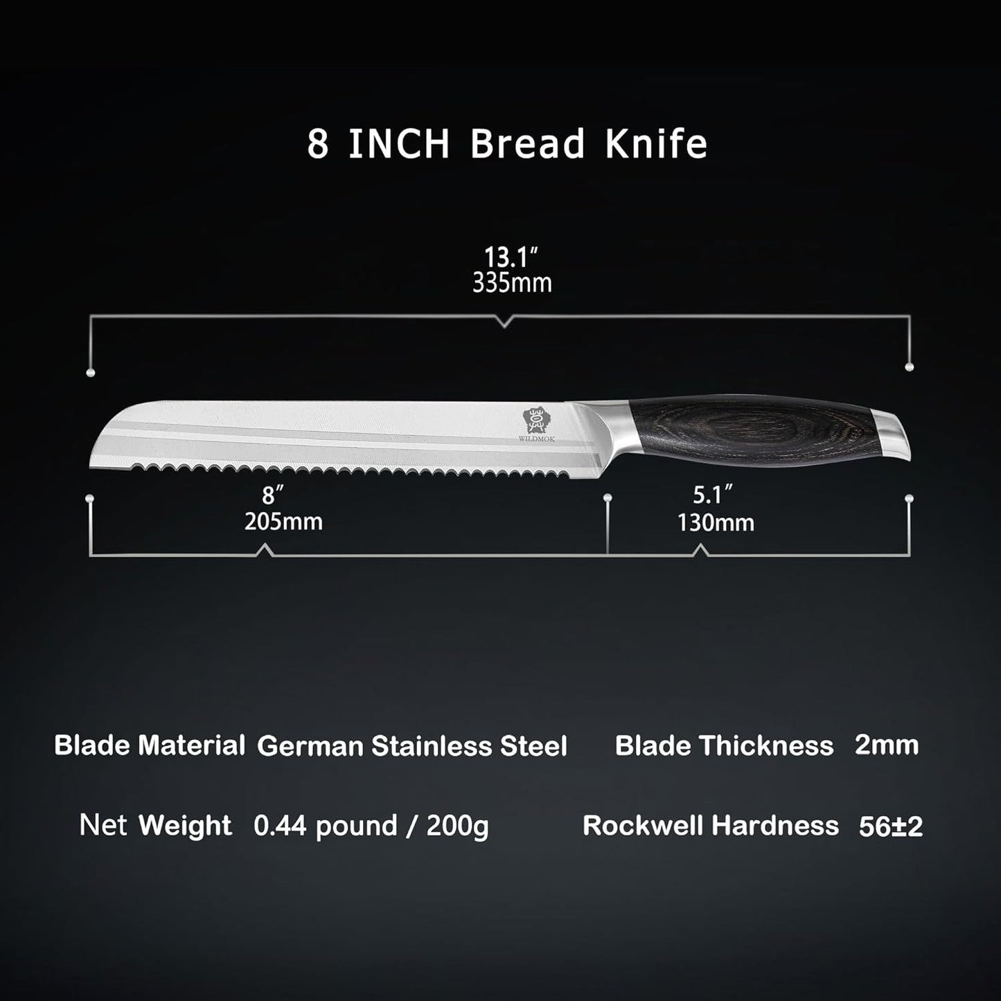 WILDMOK Meat Cleaver Knife 7.8 Inch, Ultra Sharp Chinese Chef's Knives - Kitchen Chopping Knife, German Steel & Ergonomic Handle for Meat Cutting Vegetable Slicing
