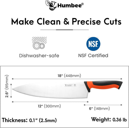 7.5-Inch Nakiri Knife, High Carbon Stainless Steel Hollow Grind Blade, Razor Sharp Edge, Ergonomic Non-Slip Handle, Cleaver Style, DT-50 Series, Orange