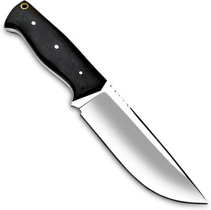 Warivo Damascus Steel Hunting Knife 10 Inch Fixed Blade with Leather Sheath Wood Handle, Skinning Knife for Camping Survival Bushcraft Outdoor Gear for Men