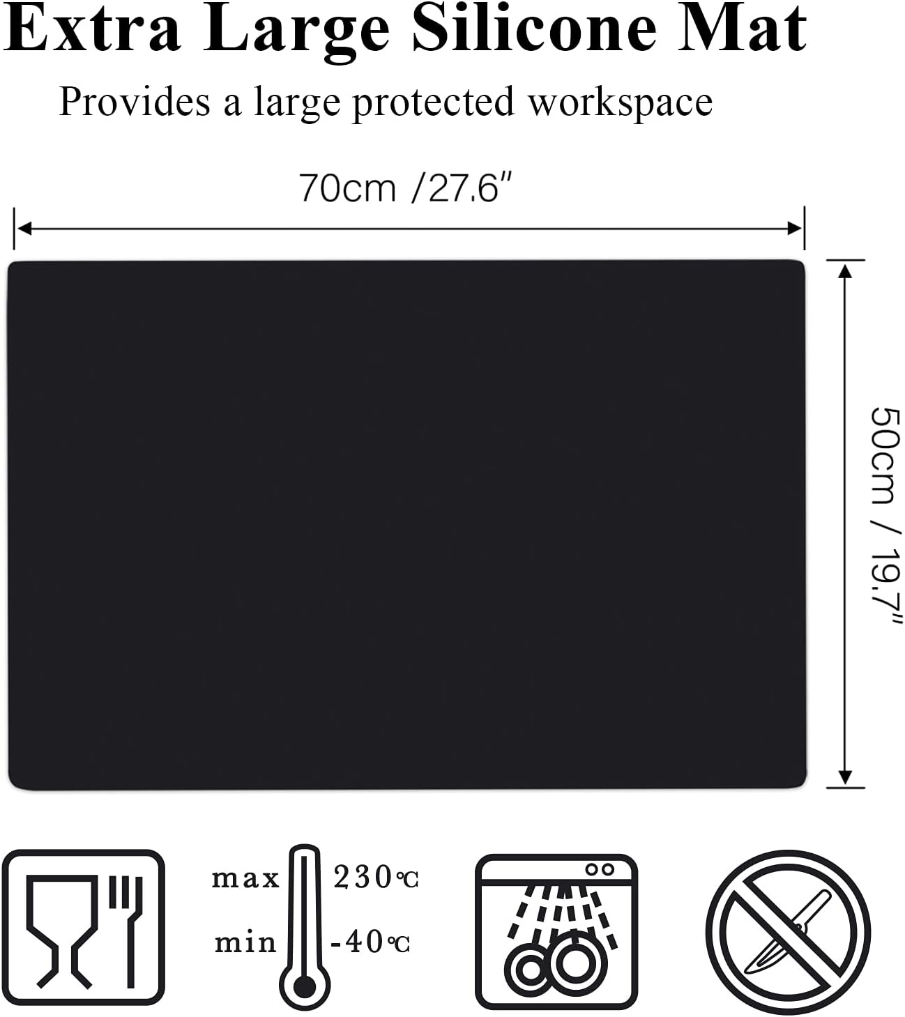 Gartful Extra Large Transparent Silicone Mat, Countertop Protector, 25.2 x 17.7 inches Silicone Sheet for Crafts Resin Jewelry Casting Mat Pad Nonstick Table Placemat