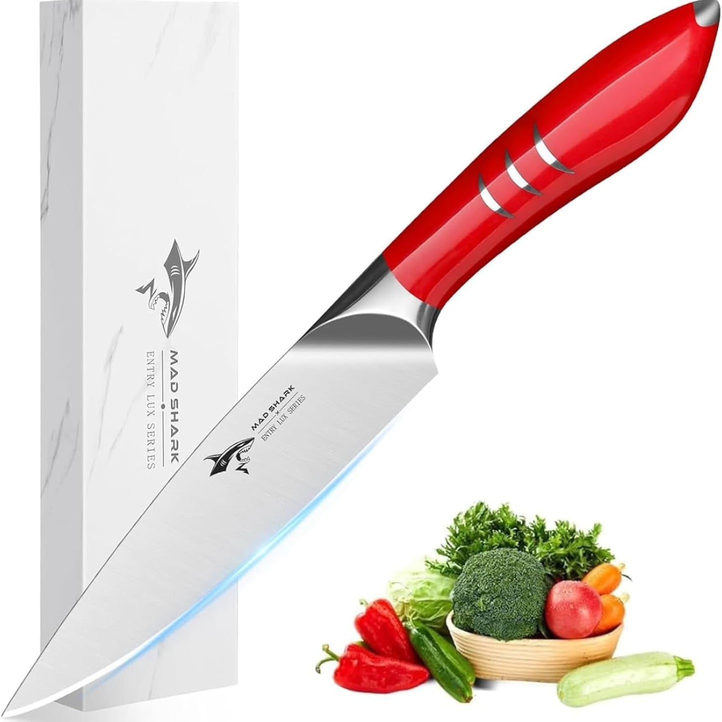 MAD SHARK 5 Inch Ultra Sharp Paring Knife, German Stainless Steel, Ergonomic Handle Design, Chopping Knife for Precise Cutting, Peeling, Slicing