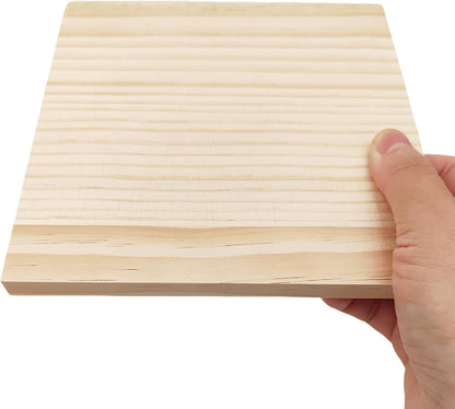 6PCS Unfinished Wood Square Blocks for Crafts, 6x6x1in Blank Wooden Squares Pine Wood Boards for Carving,DIY Wood Coasters,Painting & Burning