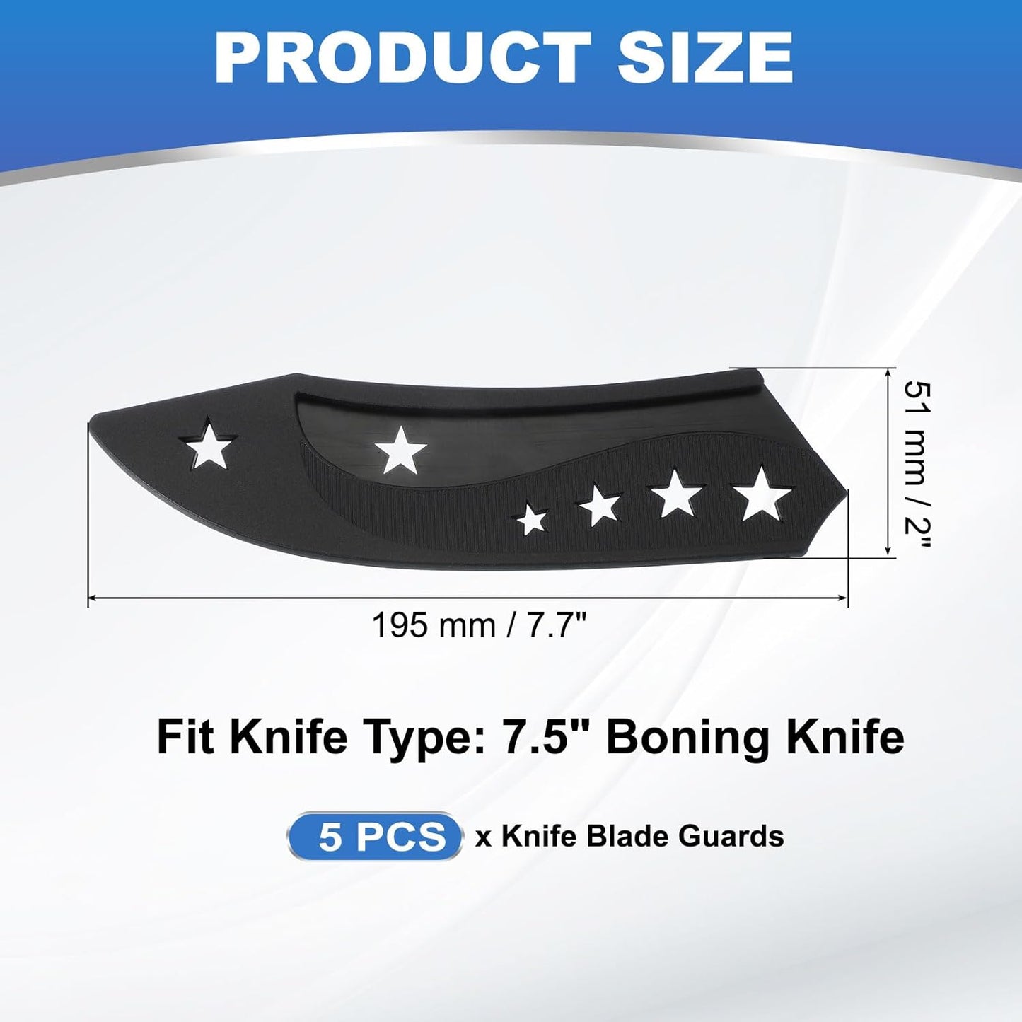 PATIKIL Plastic Safety Knife Cover Sleeves for 7" Boning Knife 7.5 x 1.9 Inch (LxW), 5 Pack Knife Blade Guard Protector Universal Kitchen Knife Sheath for Kitchen Bar, Black