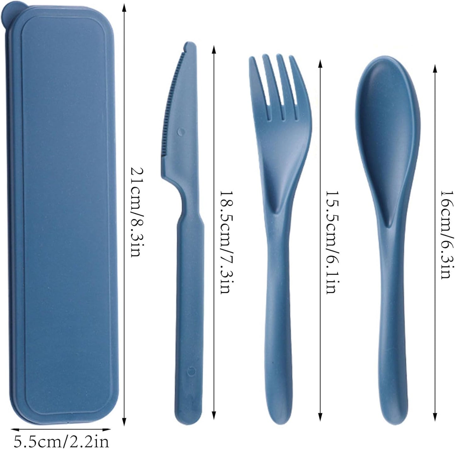 Reusable Travel Utensils Set with Case, 5 Sets Portable Wheat Straw Cutlery Including Knife Fork Spoons, Eco-Friendly BPA Free Tableware for Camping Picnic Lunch and Daily Use (Black)