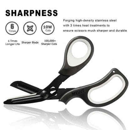 MEUUT 8 inches All Purpose Scissors Multipurpose Heavy Duty Shears, Forged Stainless Steel Utility Industrial Shear Kitchen Scissor for Household, outdoors, EMT