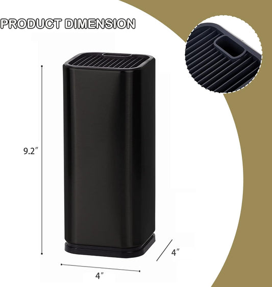 Universal Knife Block for Kitchen, Stainless Steel Knife Storage Holder with Slots for Scissors and Sharpening Rod, Detachable Knife Organizer Stand, Unique Design to Protect Blades, Dishwasher Safe