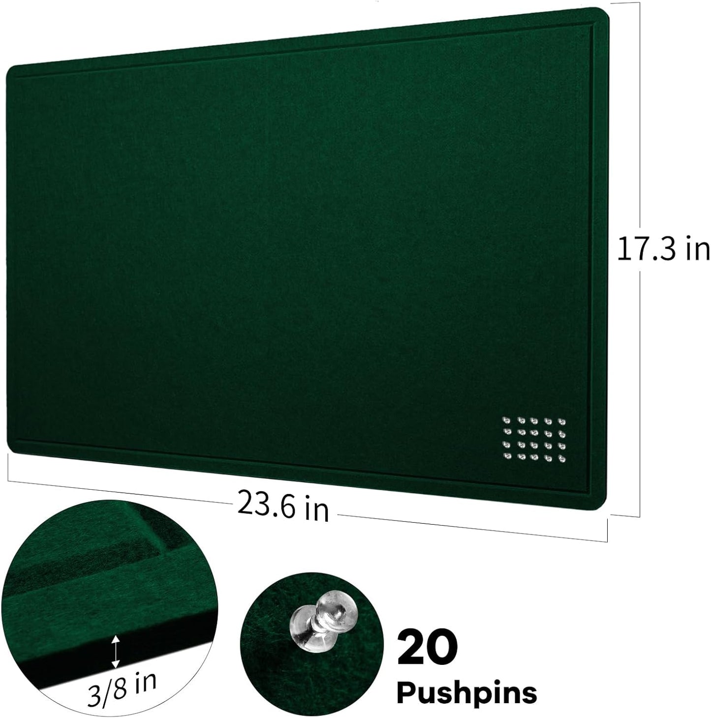Lightomorrow Bulletin Board, 36 x 24 inches Felt Board - Decorative Pin Board, Cork Board Alternative for Wall, 3' x 2' Foldable Self-Adhesive Vision Board Prayer Board with 20 Pushpins - Black