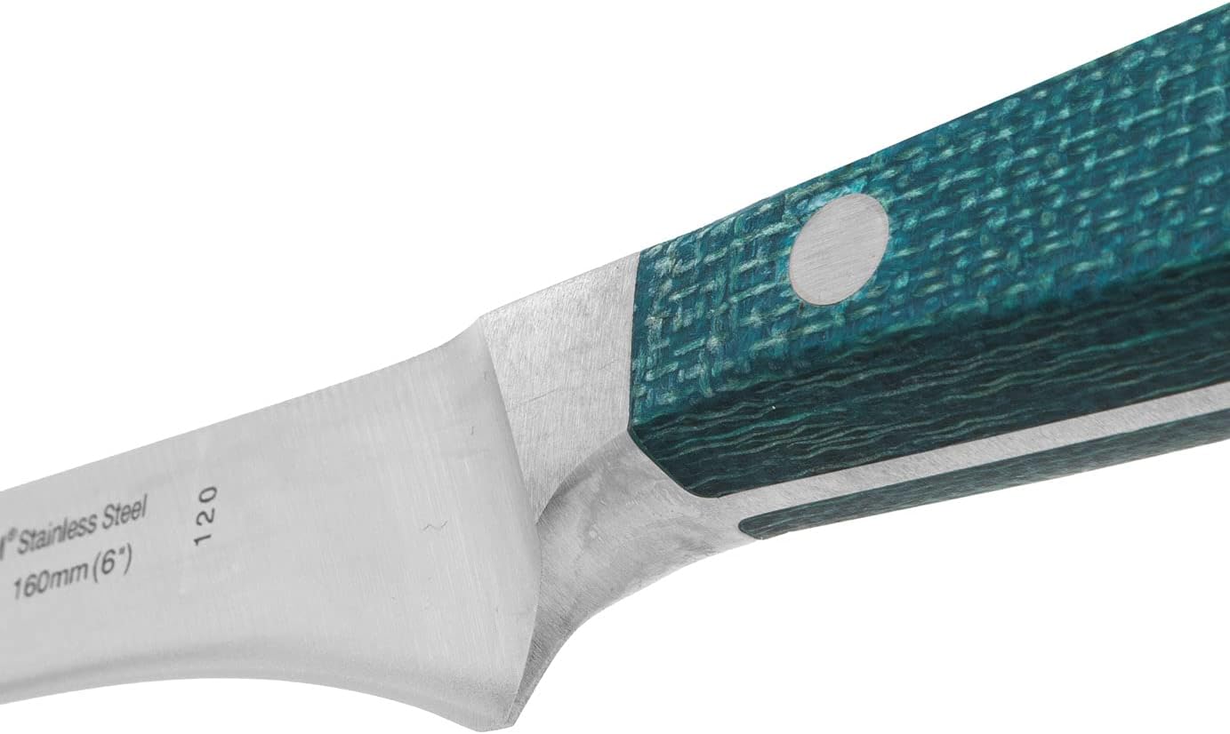 Arcos Forged Boning Knife in Nitrum Stainless Steel, Professional 6 Inch Butcher Knife for Removing Meat from Bones, Ergonomic Blue Handle, Brooklyn Series