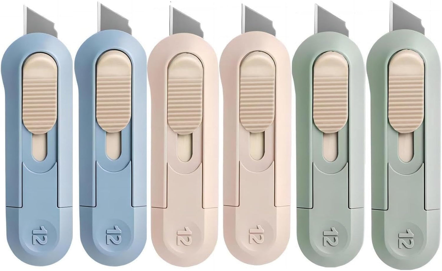 6 Pack Portable Box Cutter,Retractable Utility Knife, Multi-function Cute Box Cutters for Office, Home, Arts Crafts, Cartons, Cardboard, Paper,DIY
