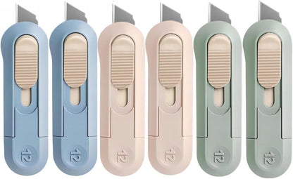 6 Pack Portable Box Cutter,Retractable Utility Knife, Multi-function Cute Box Cutters for Office, Home, Arts Crafts, Cartons, Cardboard, Paper,DIY