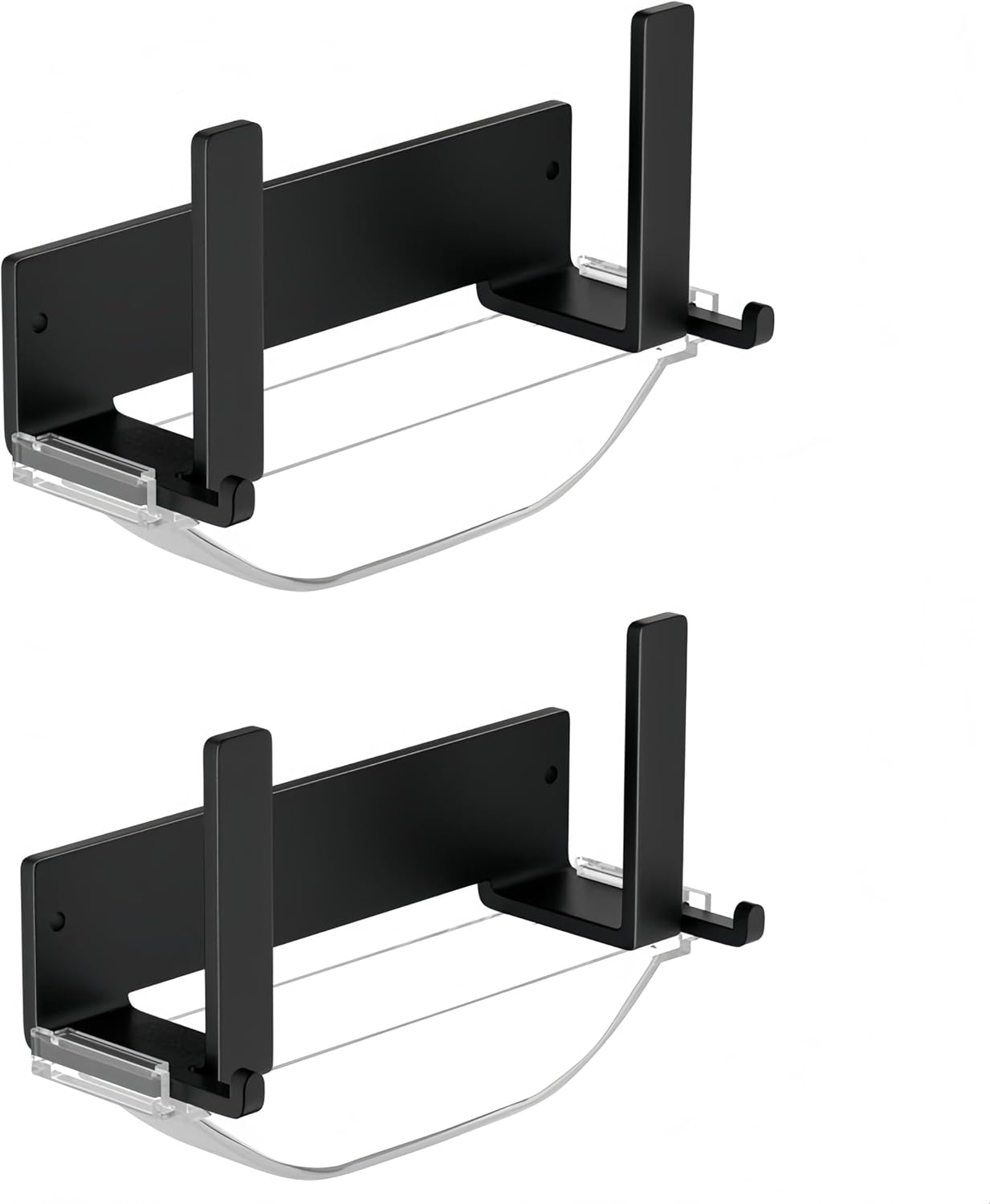 Wall-mounted Pot Lid Rack,Cutting Board Shelf,Self-adhesive Carbon Steel Pot Cover Storage Rack,with Drain Pan 2 Sets