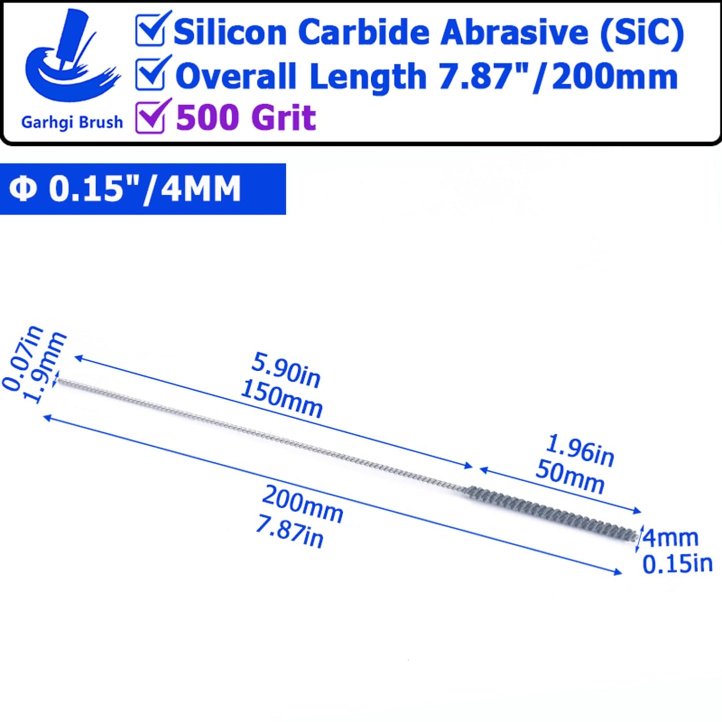Garhgi 0.177" (4.5mm) Cylinder Hone Brush, 240 Grit Silicon Carbide Abrasive Nylon Spheres for Metal Stainless Steel Cast Iron Deburring Deglazing Surface Finishing Small Diameters