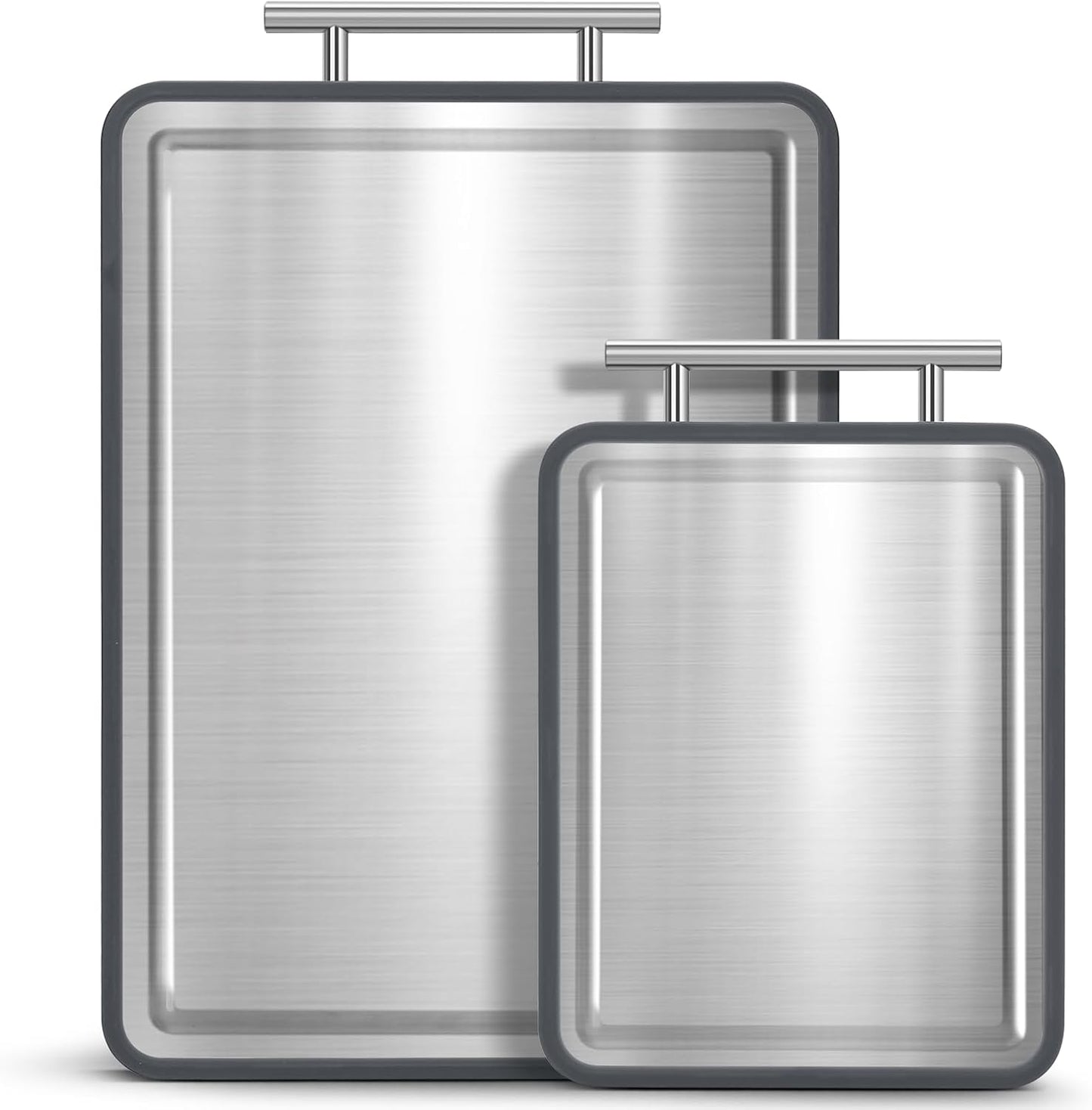 Stainless Steel Cutting Board 8x10" and 15x11", IDekooror Double Sided Steel Chopping Board for Kitchen, Steel and Wheat Straw PP 2-in-1 Cutting Board for Meat Vegetables Fruits, Dishwasher Safe