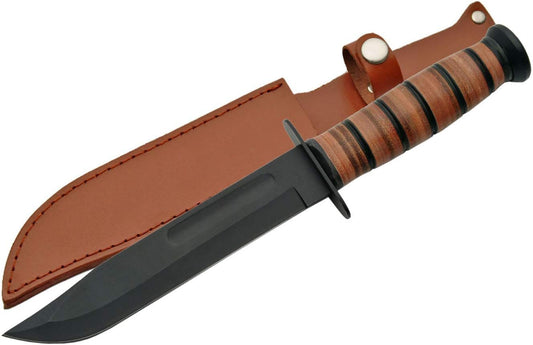 SZCO Hunting Knife 12 Inch - Camping Knife with Leather Handle & Stainless Steel Fuller Blade with Sheath - Pocket Knife for Hiking, Camping & Outdoor Uses - Knives for Men