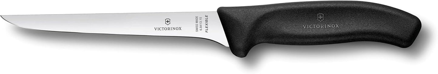 Victorinox Swiss Classic, 6 Inch Boning Knife, Extra Sharp Narrow Flexible Blade, Stainless Steel, Black