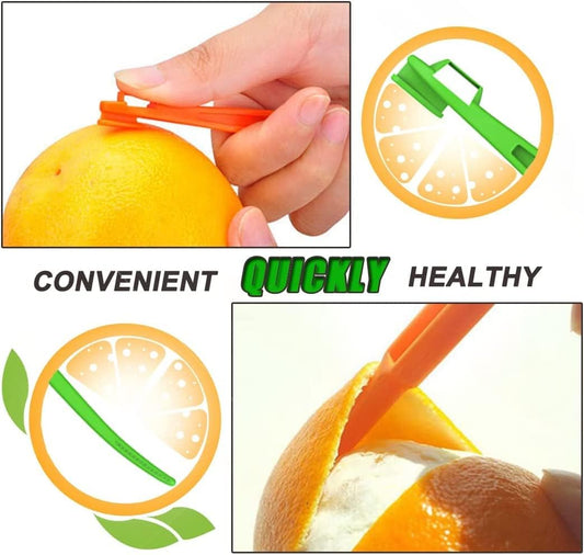 Orange Citrus Peelers Citrus Lemon Citrus Peel Cutter Plastic Easy Slicer Cutter Peeler Remover Opener Kitchen Accessories Knife Cooking Tool Kitchen Gadget (4 Pack)