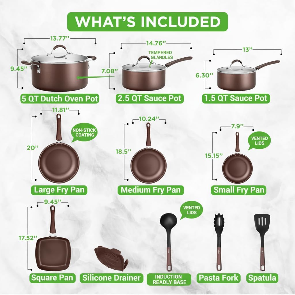 NutriChef 54-Piece Kitchen Cookware Set – Complete Non-Stick Ceramic Pots and Pans Set with Utensils, Bakeware, and Knife Set, Gas, Electric & Induction Compatible, Blush Pink Kitchen Essentials