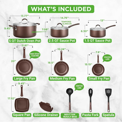 NutriChef 54-Piece Kitchen Cookware Set – Complete Non-Stick Ceramic Pots and Pans Set with Utensils, Bakeware, and Knife Set, Gas, Electric & Induction Compatible, Blush Pink Kitchen Essentials