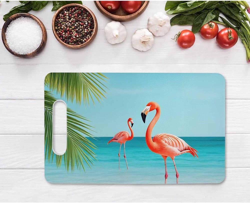 Coffee Set Cutting Board with Handles Coffee Maker Muffin Cup Flower Hot Drink Love Cutting Boards Plastic Safe Chopping Board for Kitchen 16" x 10" x 0.24"