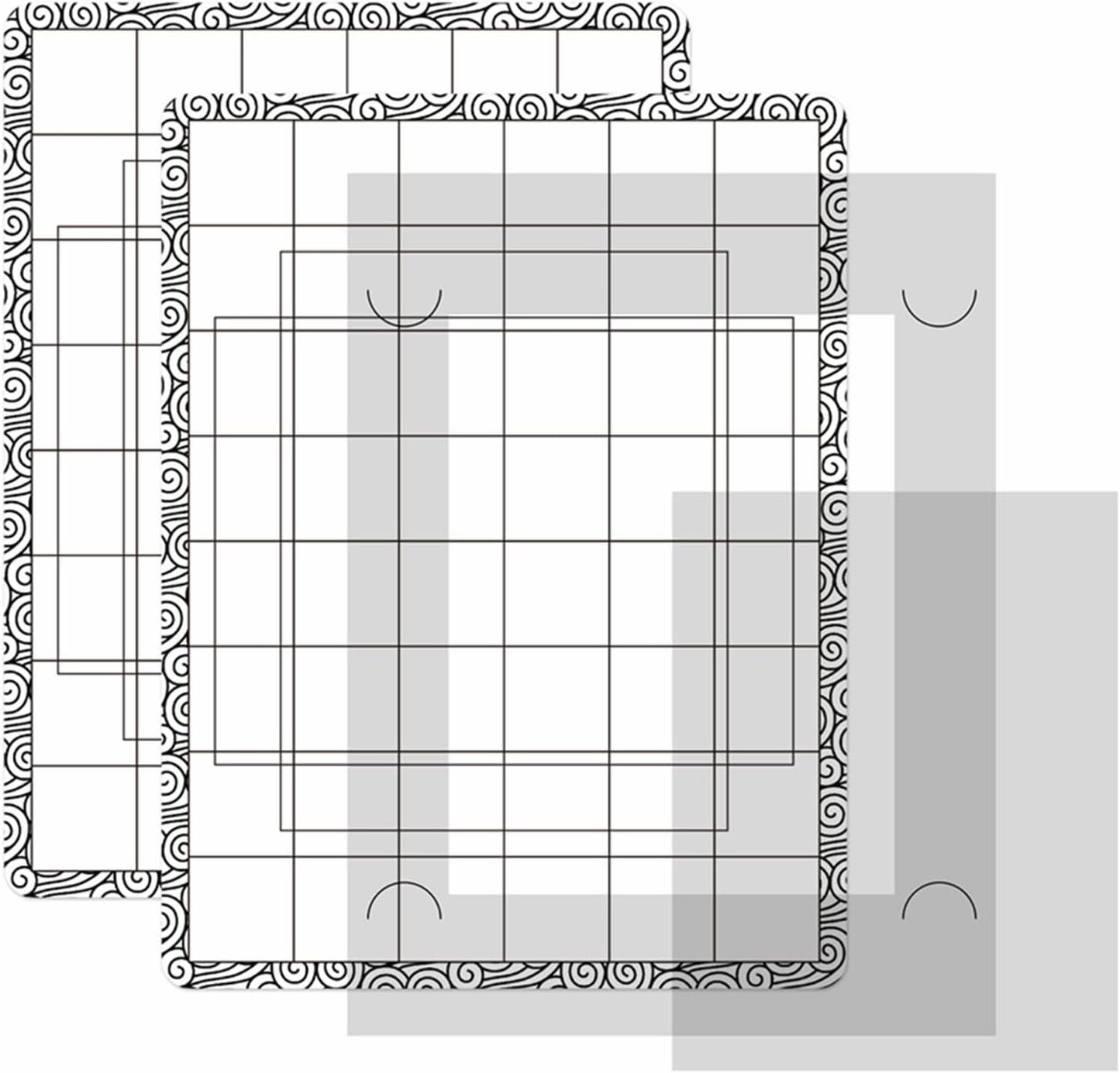 Sticky Non-Slip Flexible Gridded Stamp Mats Grid Sheets 2 PCS Low Stick Mat and 1 Blending Buddy Set,Laser Template with Stuckable Hole,Multi-Use Tack Adhesived Sheet Scrapbooking Craft Accessory