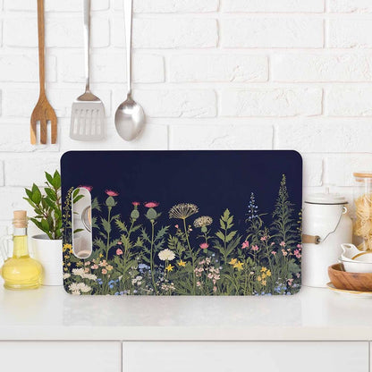 Coffee Set Cutting Board with Handles Coffee Maker Muffin Cup Flower Hot Drink Love Cutting Boards Plastic Safe Chopping Board for Kitchen 16" x 10" x 0.24"