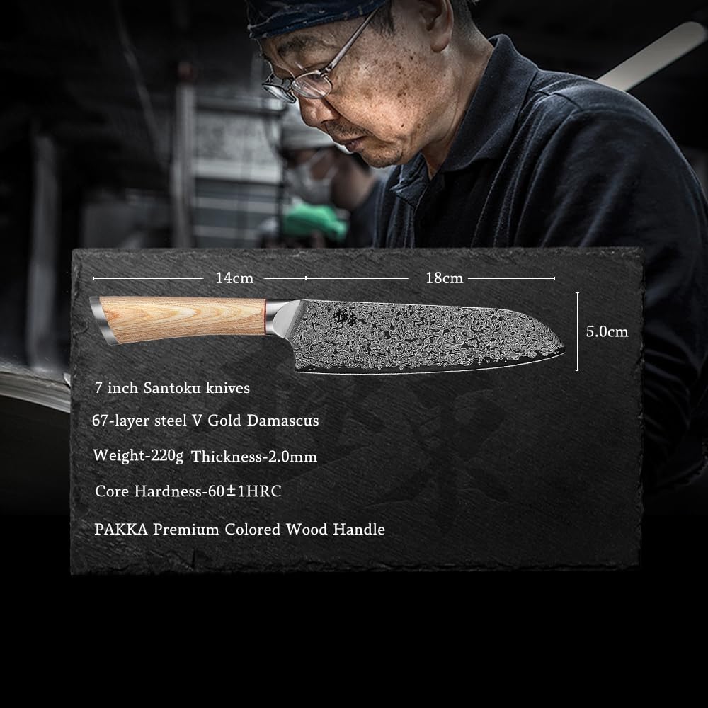 DONGSUN 8 Inch Damascus Chef Knife with North American Black Walnut Sheath, 67-Layer VG10 Forged Steel Japanese Gyuto, Professional Durable Sharpness