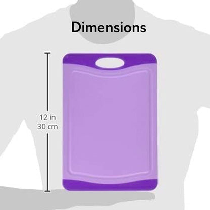 Neoflam 4 Piece Plastic Coded Cutting Board Set plus Organizer with Food Icon, Microban Protection, Extra Large, BPA Free, Juice Groove, Non Slip, Dishwasher Safe, Multicolor