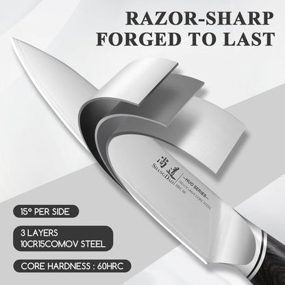 SHANGDAO 7 Inch Japanese Santoku Chef Knife, VG10 Stainless Steel Kitchen Cooking Knife with Pakkawood Handle Gift Box