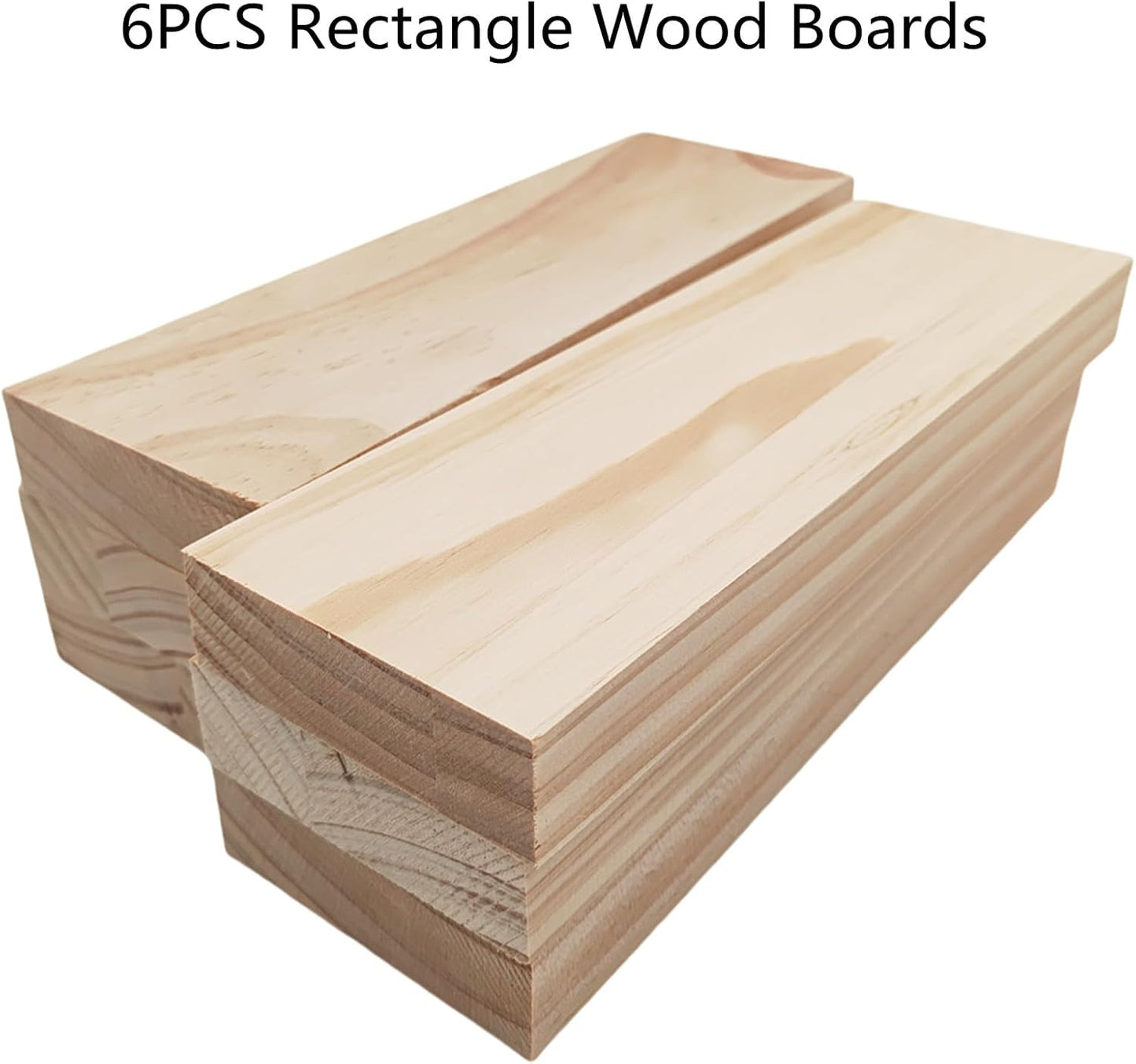 4PCS Rectangle Wood Boards Unfinished Wood Blocks for Crafting, 8x6x1in Blank Whittling Wooden Blocks for Wood Carving,Painting & Burning