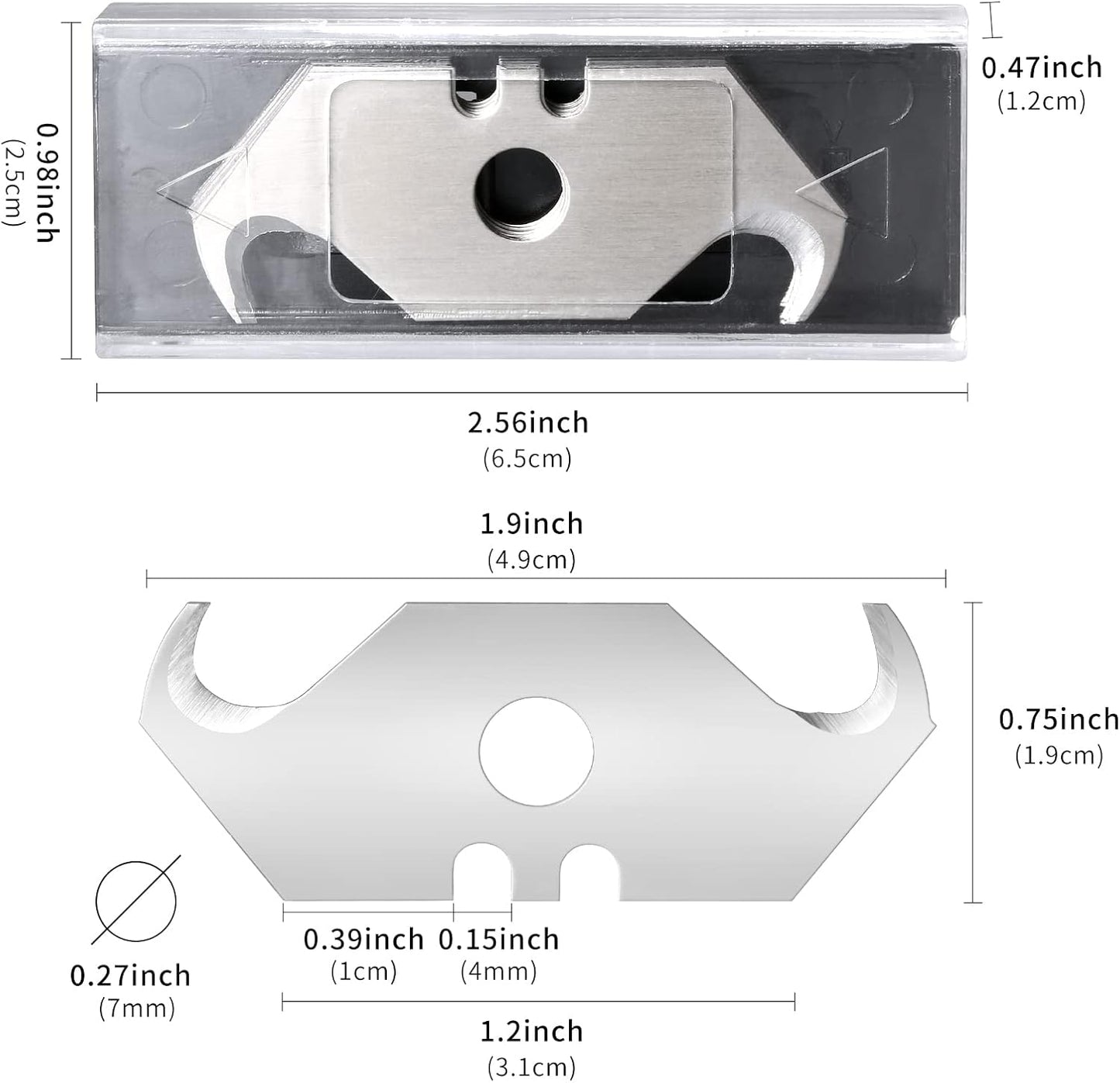 Vickay 30 Pack Utility Knife Hook Blades, SK5 Steel Heavy Duty Box Cutter Replacement Blades with Plastic Case, Standard Size Razor Blades for Most Standard Utility Knives