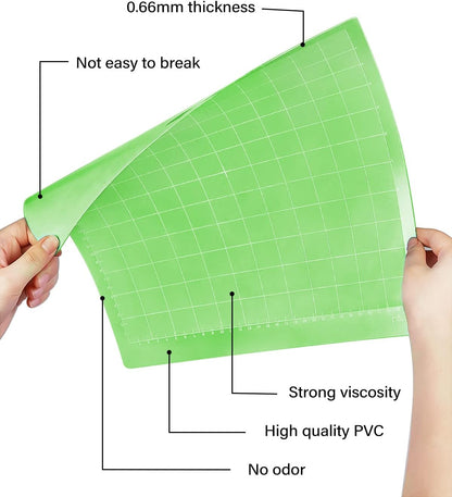 Gwybkq Cutting Mat, Compatible With Maker 3/Maker/Explore 3/Air 2/Air/One 12 Pack 12x12 Cut Mats Replacement Accessories Adhesive Sticky Green Cricket Standard Card