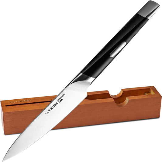 linoroso Paring Knife Fruit Knife Ultra Sharp Small Kitchen Knife- 4.5 inch Precision Forged German High-Carbon Stainless Steel Peeling Knife with Exquisite In-Drawer Knife Block - MAKO Series