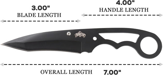MASTER USA – Fixed Blade Neck Knife – Stainless Steel Blade & Handle, Hard Nylon Fiber Sheath w/Lanyard, Full Tang Construction, Tactical, EDC, Self Defense (Tan)