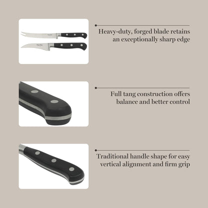 Martha Stewart Carverton 10" Hollow Edge Slicer Knife, High Carbon Stainless Steel Kitchen Knives w/Black Triple Riveted Handle