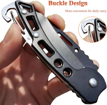 4 Pack Pocket Knife, Stainless Steel Folding Knife with Keychain, Self-Defense Knife for Outdoor Survival, Everyday Carry and Gift