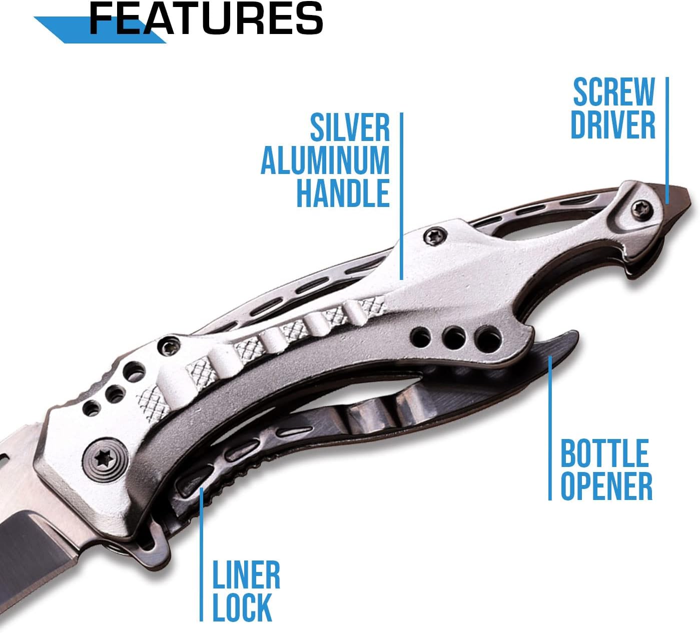MTECH USA Folding Knife, 3.75-Inch Half-Serrated Blade, Titanium Coating, Glass Breaker, Pocket Clip