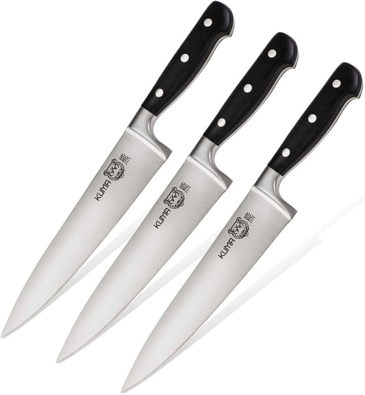 KUMA 8-Inch Multipurpose Chef Knife, razor sharp stainless steel blade, ergonomic handle for precision cutting, gift-ready for foodies