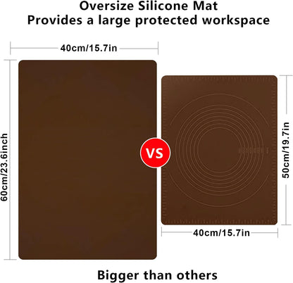 Extra Large Dark Green Countertop Mat - Silicone Table Kitchen Desk Mat - Non-Slip & Heat Resistant - Dinner Placemat Pastry Dough Rolling Mat - Colors B