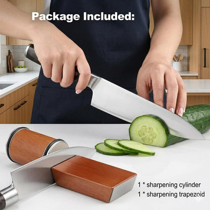 Rolling Knife Sharpener Tumbler Kit – Manual Diamond & Ceramic Sharpening Stone, Magnetic Angle Guide, Detachable Tumbler Knife Sharpener for Kitchen & Chef Knives