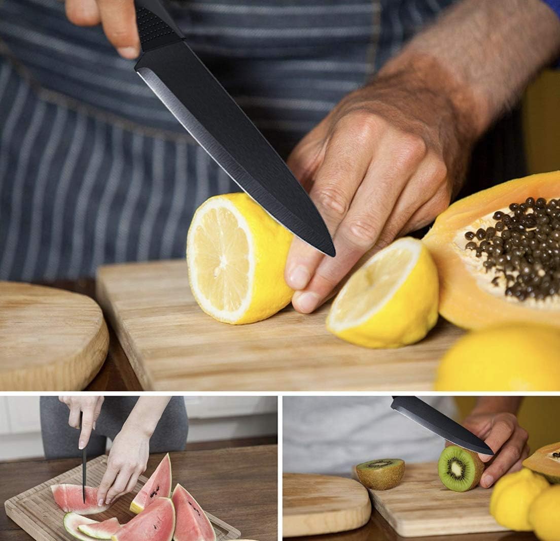 Kitchen Ceramic Knife Set Professional Knife With Sheaths, Super Sharp Rust Proof Stain Resistant (6" Chef Knife, 5" Utility Knife, 4" Fruit Knife)