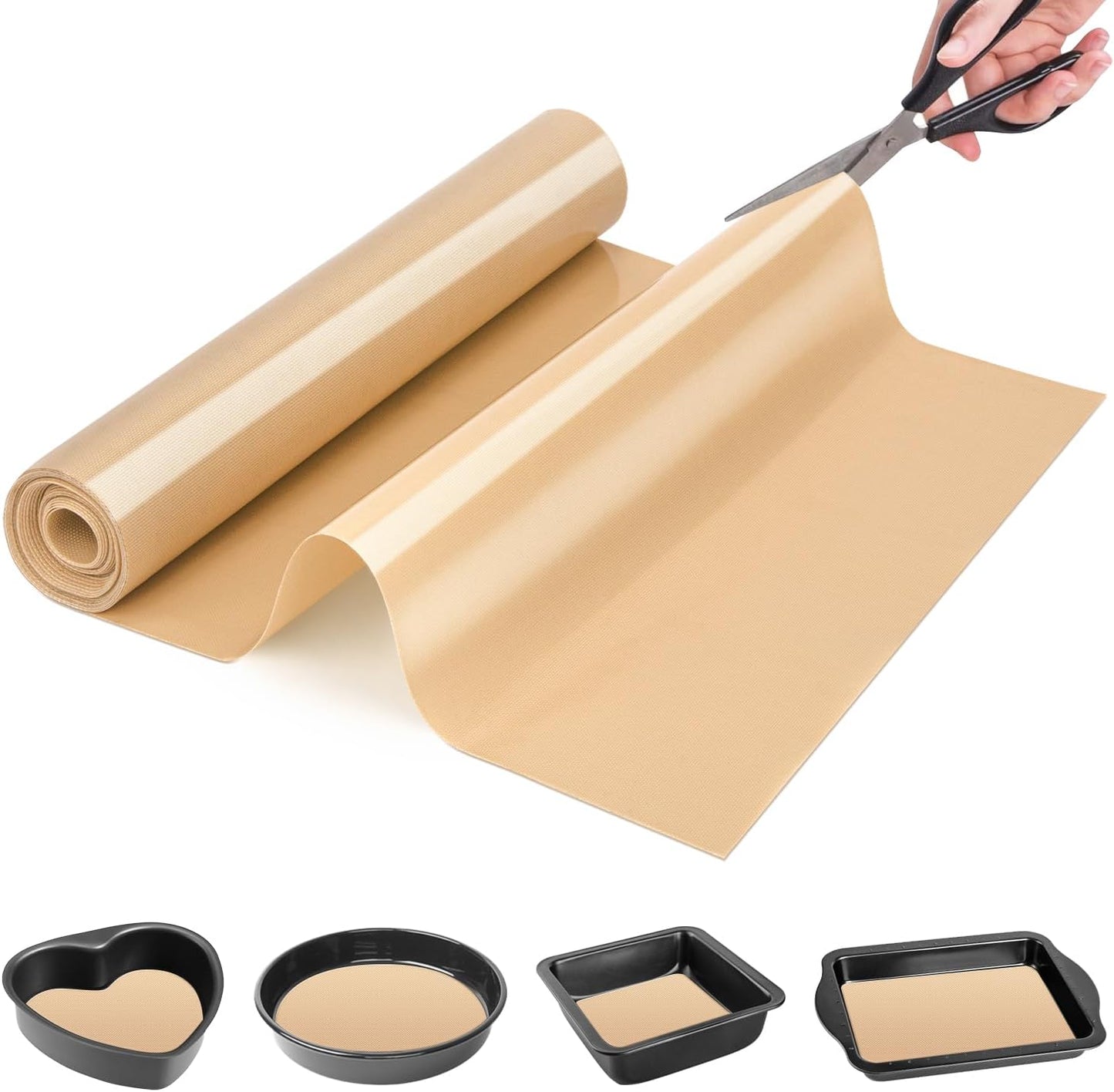 Silicone Baking Mat Roll -Cut to Size Silicone Mat - Non-Stick Pastry Mat for Dough Rolling, Non-slip Silicone Mat for Kitchen Counter, Reusable Air Fryer Linner, Oven Liner, Freeze Dryer Mat