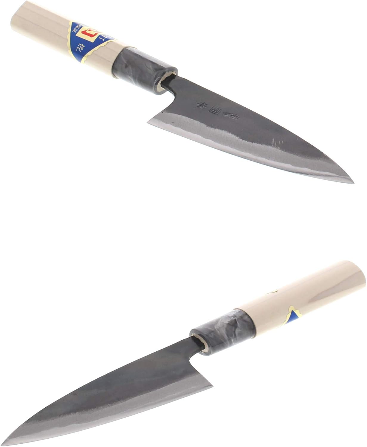 Tosa Knife, Black Uchi, Deba Knife, White Steel, No. 1, 7.1 inches (180 mm), Black, Beige