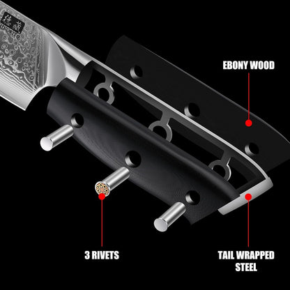 Chef Knife 8 Inch, Japanese Damascus Kitchen Knife Stainless Steel Cladding, Professional Ultra-Sharp Home Utility Knife with G10 Handle Gift Box (Chef Knife)