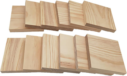 6PCS Unfinished Wood Square Blocks for Crafts, 6x6x1in Blank Wooden Squares Pine Wood Boards for Carving,DIY Wood Coasters,Painting & Burning